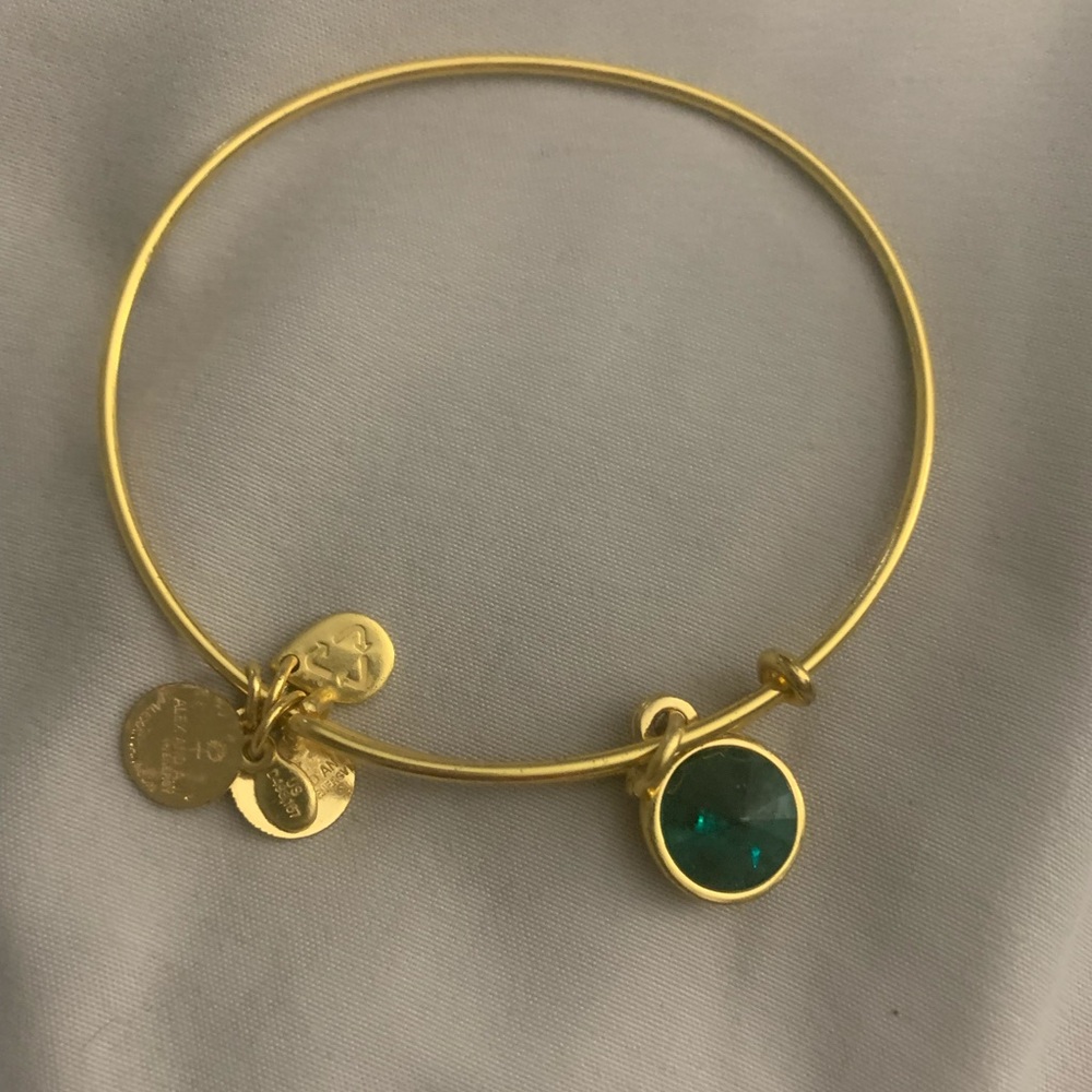 Alex and ani yellow gold and emerald bracelet